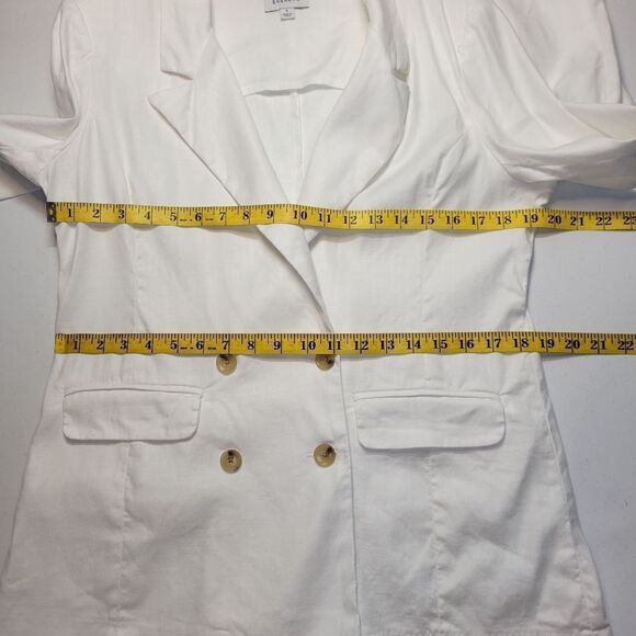 EVEREVE Stanton White Linen Blend Double Breasted Blazer Women's Small - Picture 9 of 11
